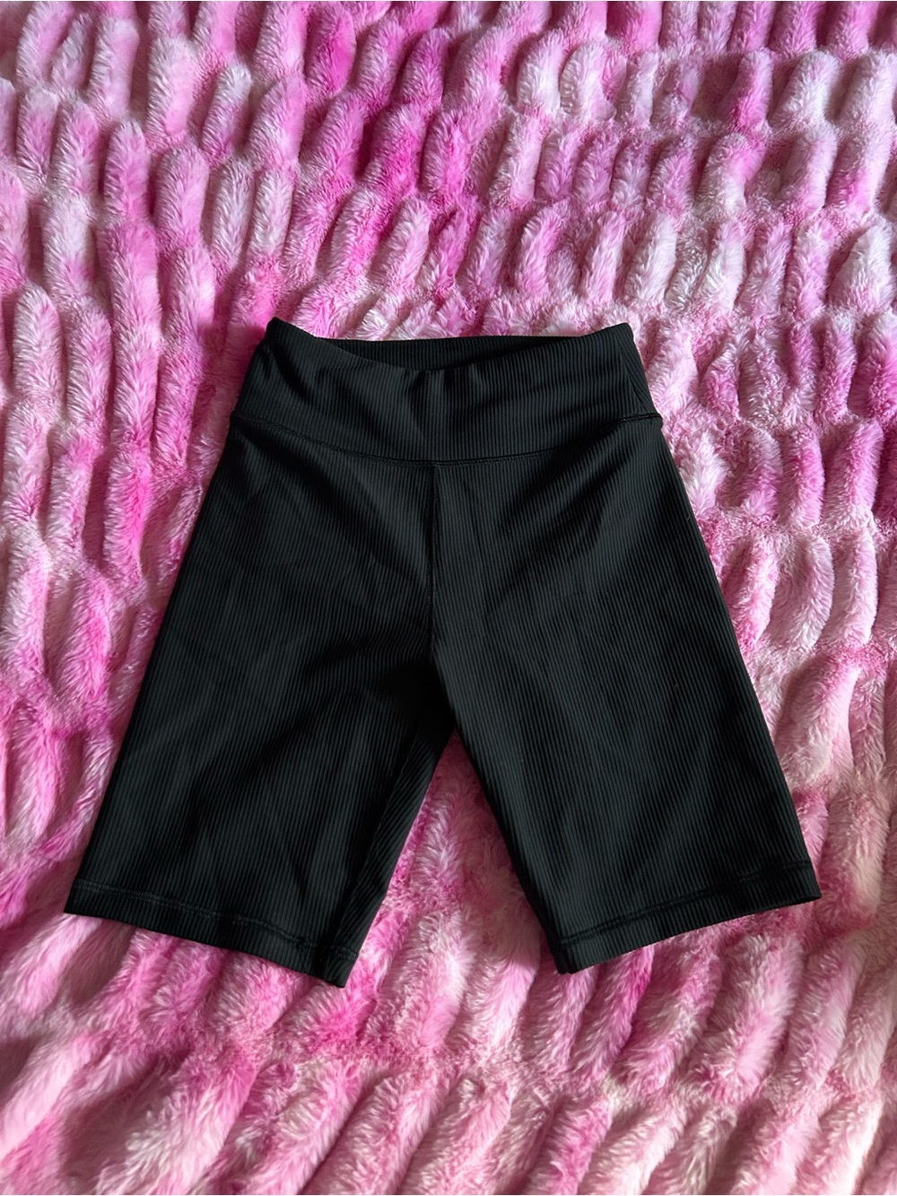 SO Black Ribbed High-Rise Bike Shorts